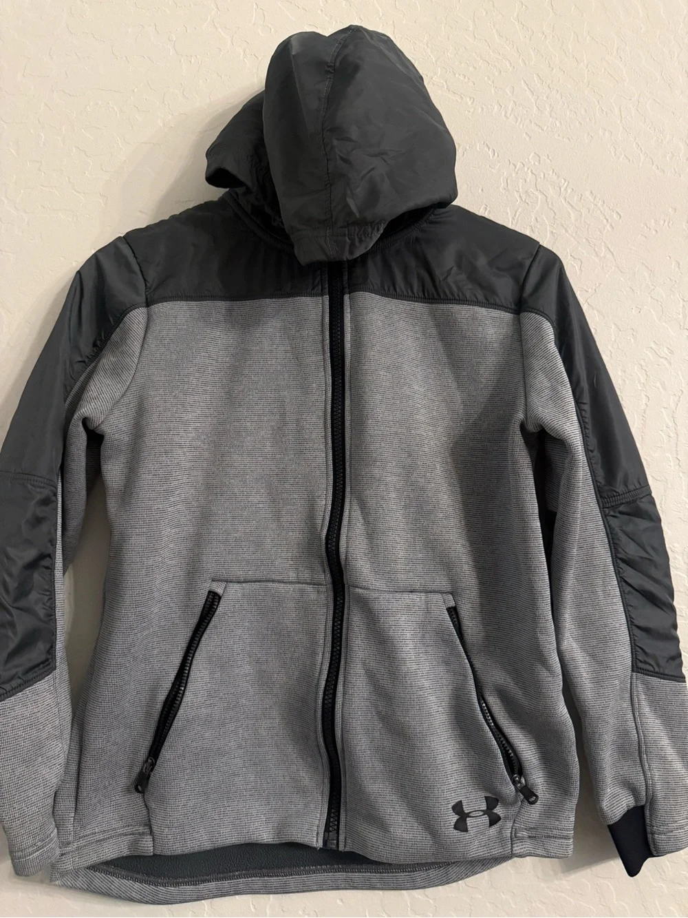Under Armour Gray and Black Hooded Zip-Up Jacket